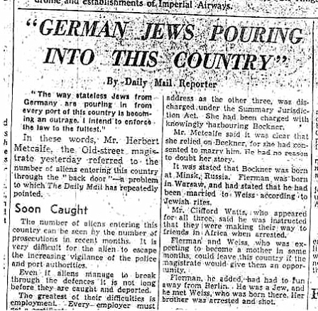 Mail: "German Jews Pouring Into This Country"